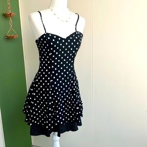 Vintage 80s Polka Dot Fit and Flare Mini Dress